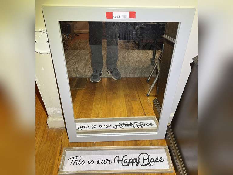 Framed occasional mirror and home decor, two pieces, see pictures for details. image