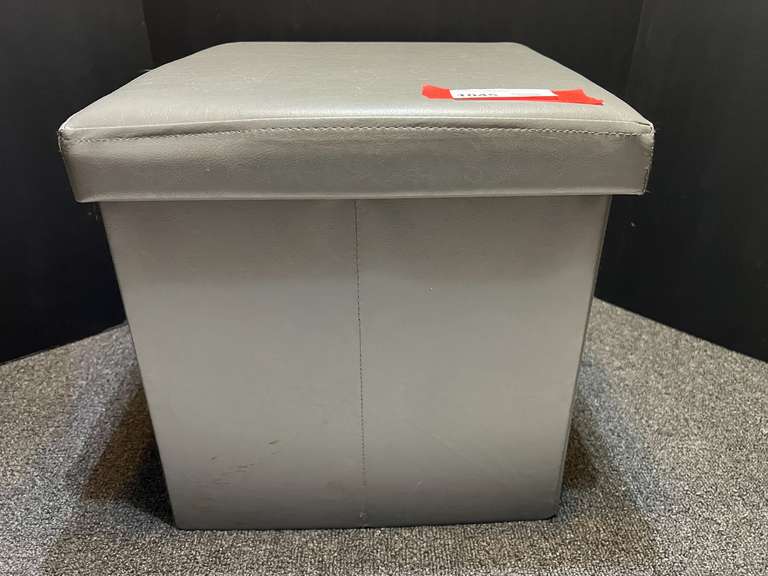 Leather look storage ottoman, see pictures for details. image