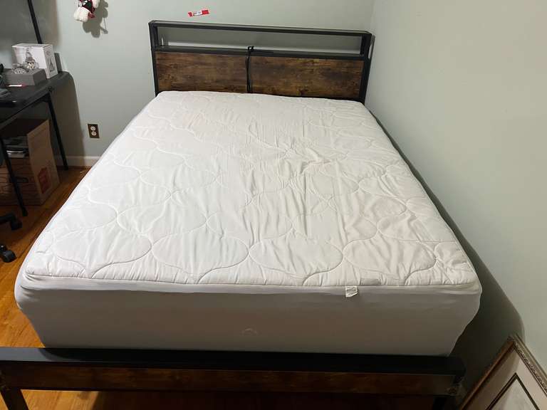 BR1…Full size headboard and footboard, comes with a Dreamcloud memory foam mattress, and bed rail, see pictures for details. image