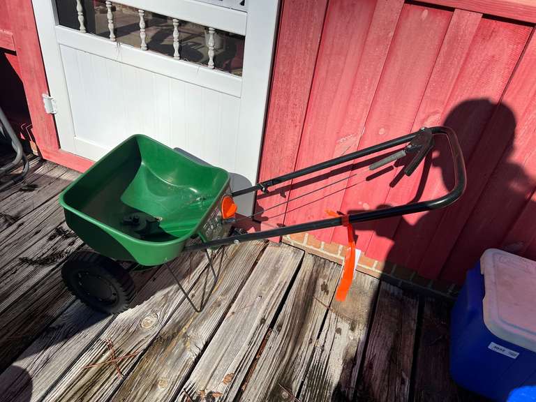 Back porch… Scott’s turf builder mini broadcast spreader, see pictures for details. image