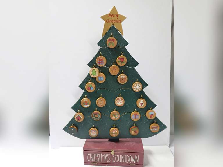 Christmas Countdown Tree with Numbered Ornaments and Storage Base image