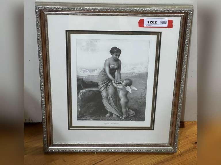 BR1…Framed and matted engraving print, “At The Fountain”, see pictures for details. image