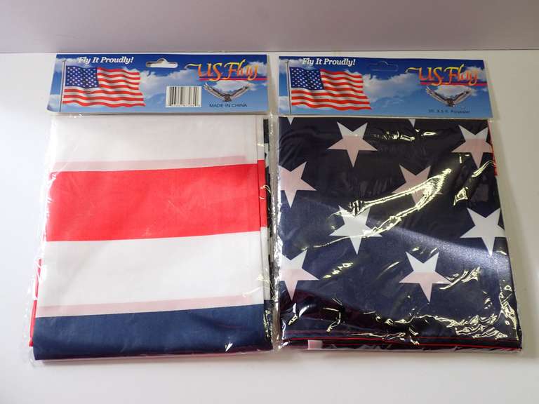 Two US Flags, 3ft x 5ft Polyester image