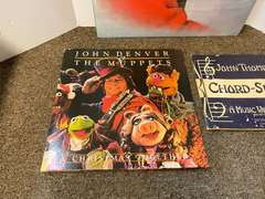 Vintage John Denver The Muppets album, music writing book, and Elvis poster, see pictures for details.