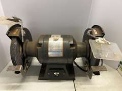 Buffalo heavy duty bench grinder, powers up, see pictures for details.