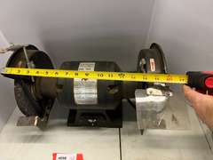 Buffalo heavy duty bench grinder, powers up, see pictures for details.