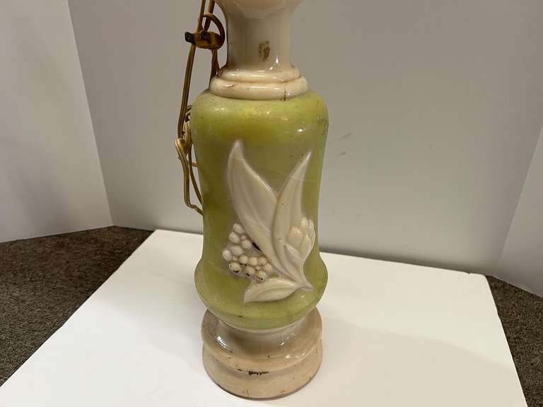Lovely “Lily of the Valley” glass lamp, believed to be an Aladdin alacite lamp, see pictures for details.