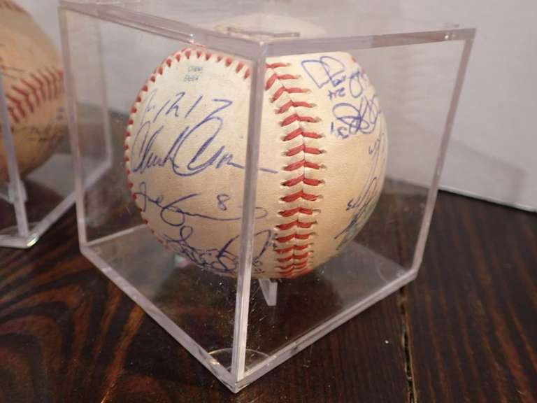 (3) AUTOGRAPHED SOUTHERN LEAGUE BASEBALLS IN DISPLAY CASES