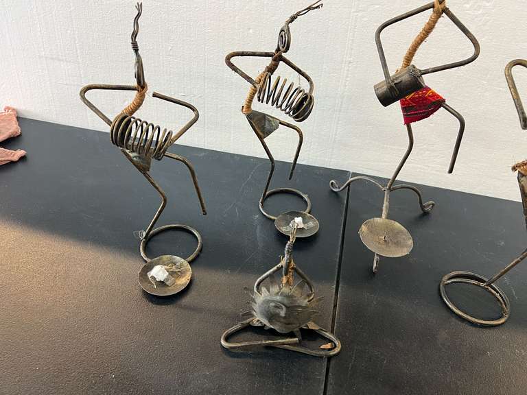 Folk art sculptures, some are candleholders, see pictures for details.
