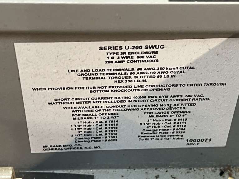 Milbank 200A meter socket box, see pictures for details.