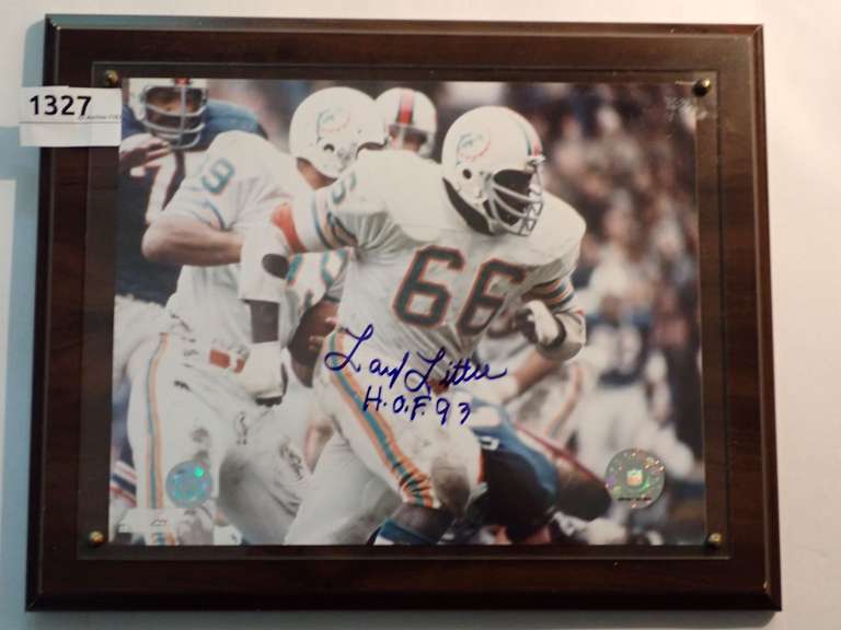 AUTHENTICATED MIAMI DOLPHINS, LARRY LITTLE AUTOGRAPHED PLAQUE