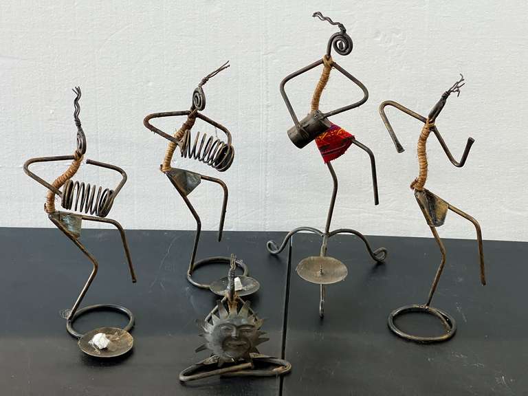 Folk art sculptures, some are candleholders, see pictures for details.