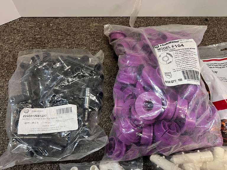 Assorted plumbing fittings, tub is NOT included, see pictures for details.