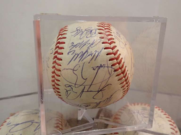 (3) AUTOGRAPHED SOUTHERN LEAGUE BASEBALLS IN DISPLAY CASES