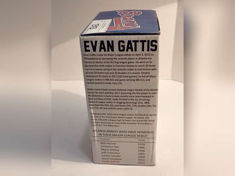 ATLANTA BRAVES, EVAN GATTIS BOBBLEHEAD IN ORIGINAL PACKAGING
