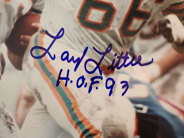 AUTHENTICATED MIAMI DOLPHINS, LARRY LITTLE AUTOGRAPHED PLAQUE