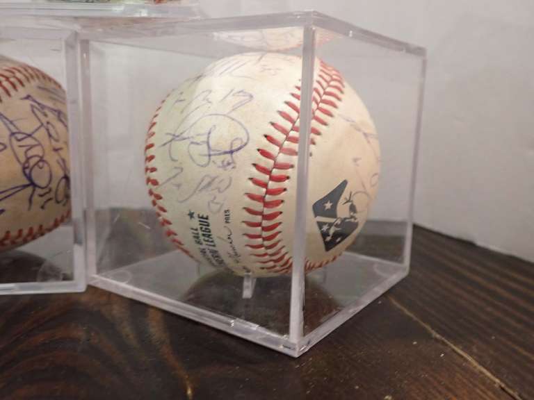 (3) AUTOGRAPHED SOUTHERN LEAGUE BASEBALLS IN DISPLAY CASES