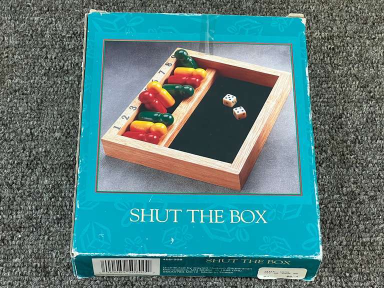 “Shut The Box” game, comes in the original box, please inspect as there is no guarantee all parts are there, see pictures for details.