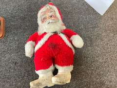 Vintage Christmas Santa doll, also includes the battery operated “bartender” motion doll, see pictures for details.