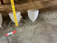 Three receptacle wall mount light fixture, this piece has a nickel finish, see pictures for details.