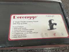Derengge 4” single handle lavatory faucet, still new in the box, see pictures for details.