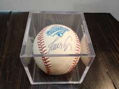AUTOGRAPHED 1995 WORLD SERIES BASEBALL IN DISPLAY CASE - APPEARS TO BE SIGNED BY JAVIER LOPEZ