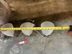 Three receptacle wall mount light fixture, this piece has a nickel finish, see pictures for details.