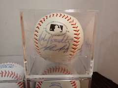 (4) AUTOGRAPHED OFFICIAL LEAGE BASEBALLS IN DISPLAY CASES