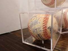(3) AUTOGRAPHED SOUTHERN LEAGUE BASEBALLS IN DISPLAY CASES