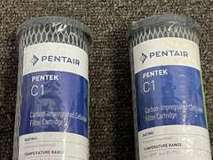 Pentair Pentek C1 carbon impregnated cellulose filter cartridge, set of two, see pictures for details.