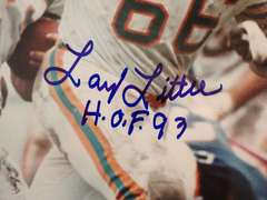 AUTHENTICATED MIAMI DOLPHINS, LARRY LITTLE AUTOGRAPHED PLAQUE