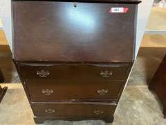 Lovely vintage/antique drop front secretary, decorative hutch has three shelves, this piece also has three drawers. See pictures for details.