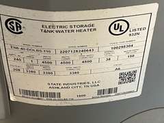 State pro line commercial grade 38 gal water heater, see pictures for details.