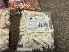 Assorted plumbing fittings, tub is NOT included, see pictures for details.
