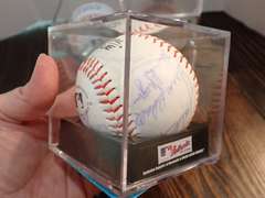 (4) AUTOGRAPHED OFFICIAL LEAGE BASEBALLS IN DISPLAY CASES