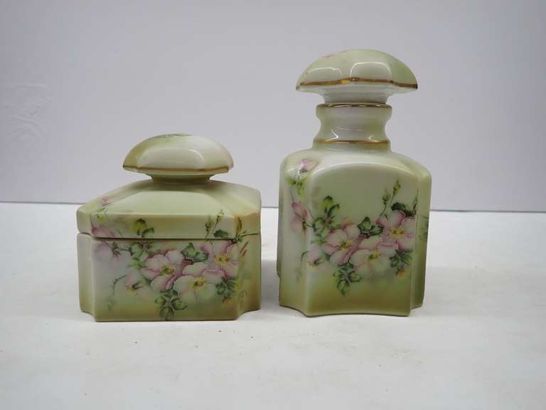 Hand Painted Nippon Trinket Box and Decanter