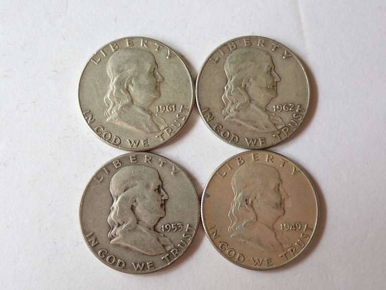 (4) FRANKLIN HALF DOLLAR COINS - 90% SILVER