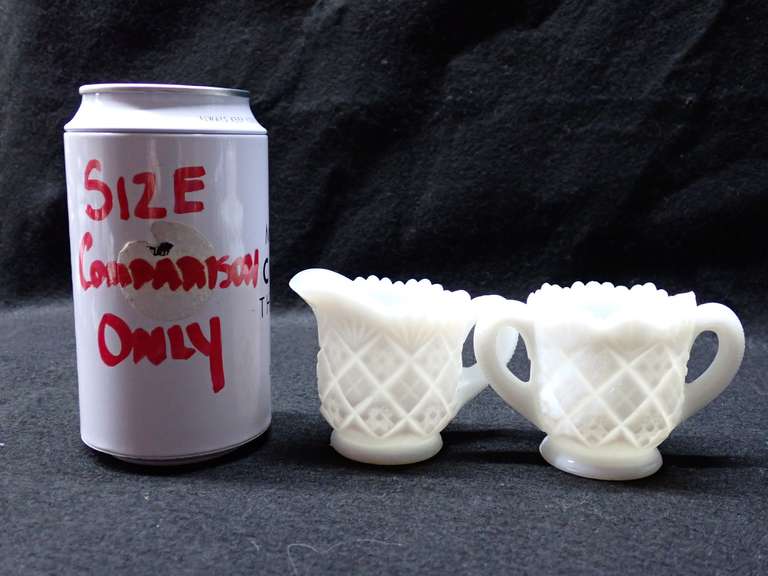 White Milk Glass Relish Dish, Divided Dish and Creamer/Sugar Bowl Set