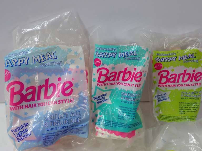 Lot of 5 Factory Sealed 1992 McDonald's Happy Meal Barbie Toys