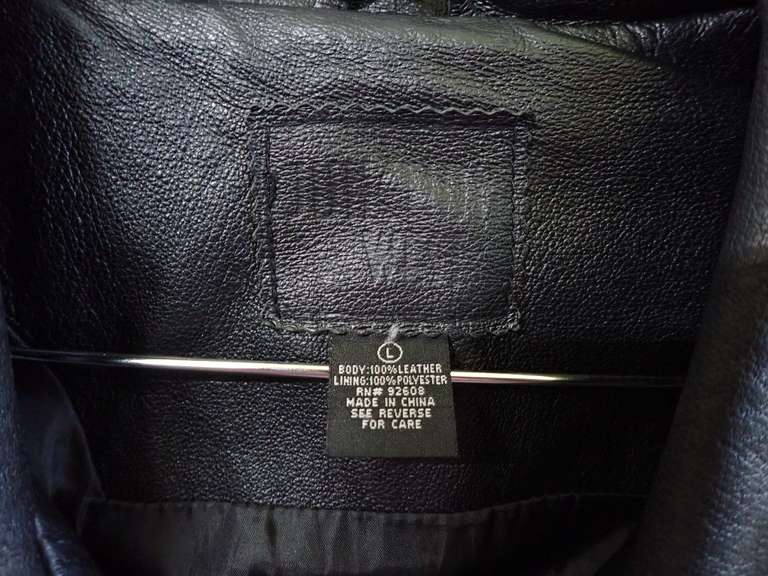 Men's Black Leather Jacket, Size Large