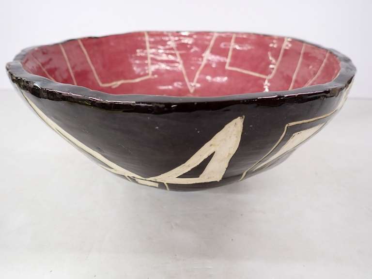 Handmade Pottery Bowl with Markings