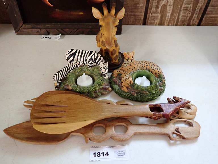Safari Theme Decor and Utensil Lot