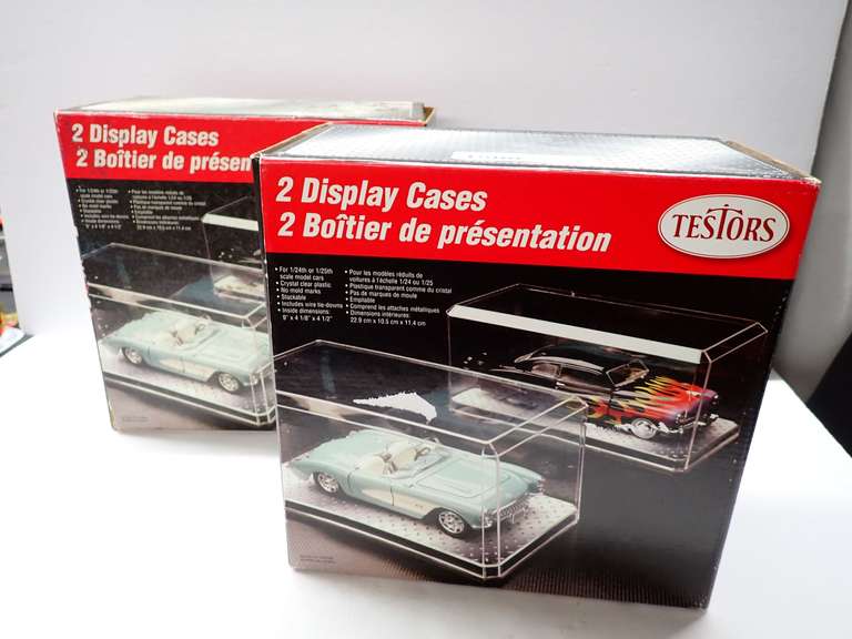 Two Testors Display Cases for 1/24th or 1/25th Scale Model Cars -  1 box missing 1 case