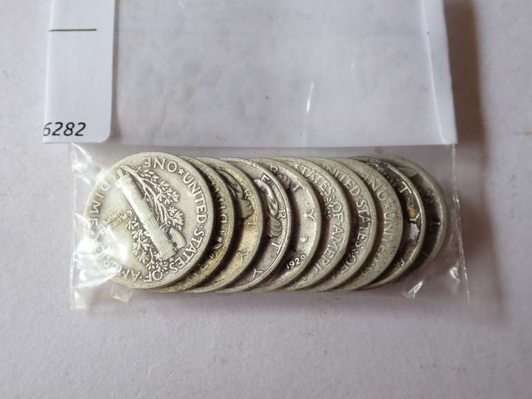 (10) MERCURY DIMES - 90% SILVER