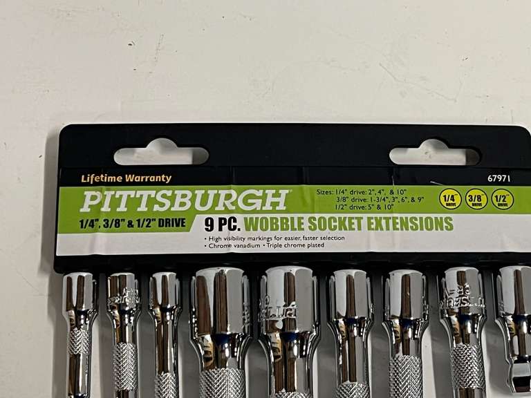 Pittsburgh nine piece wobble socket extensions, see pictures for details.
