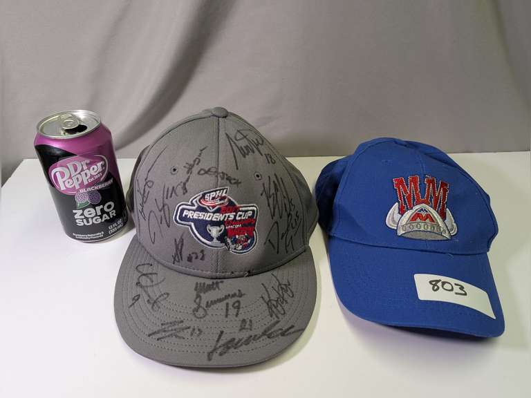 TEAM AUTOGRAPHED MACON MAYHEM CAP AND UNSIGNED MACON MAYHEM CAP