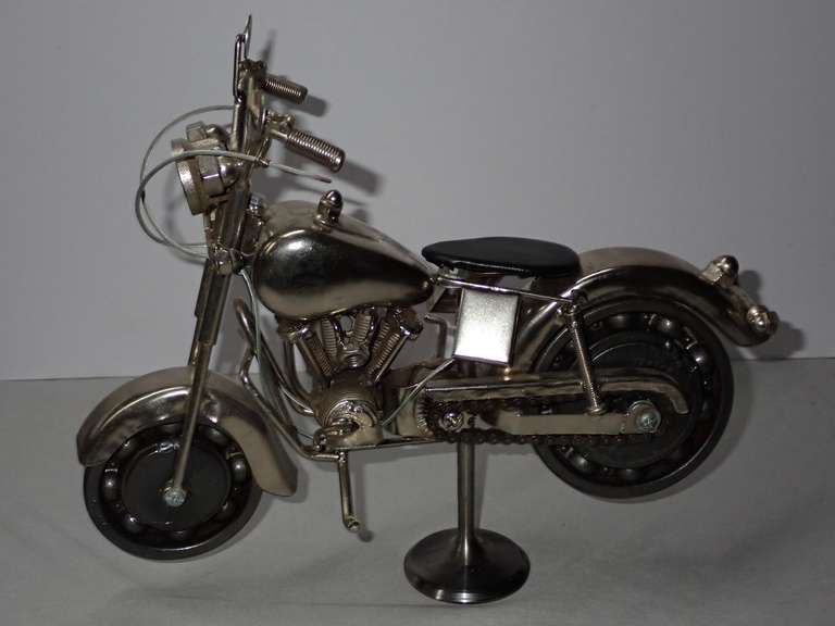 Vintage Metal Motorcycle Sculpture