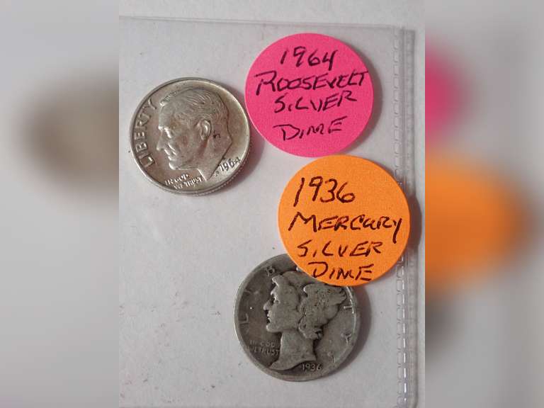 1964 ROOSEVELT DIME & 1936 MERCURY DIME