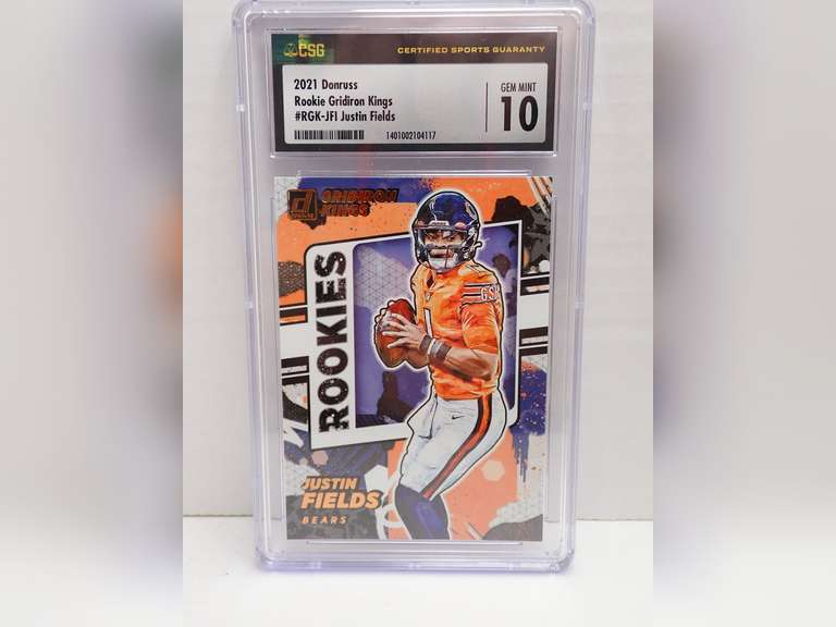 2021 DONRUSS, ROOKIE GRIDIRON KINGS, JUSTIN FIELDS, CSG GEM MINT 10