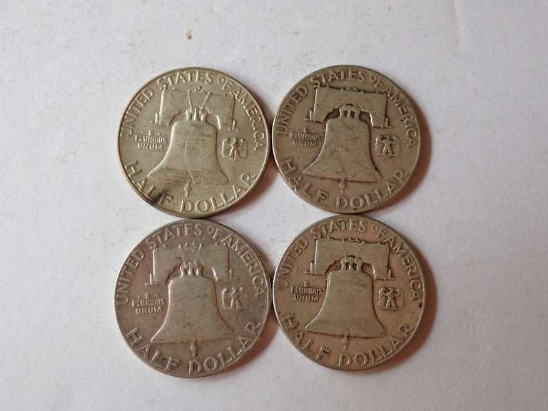(4) FRANKLIN HALF DOLLAR COINS - 90% SILVER